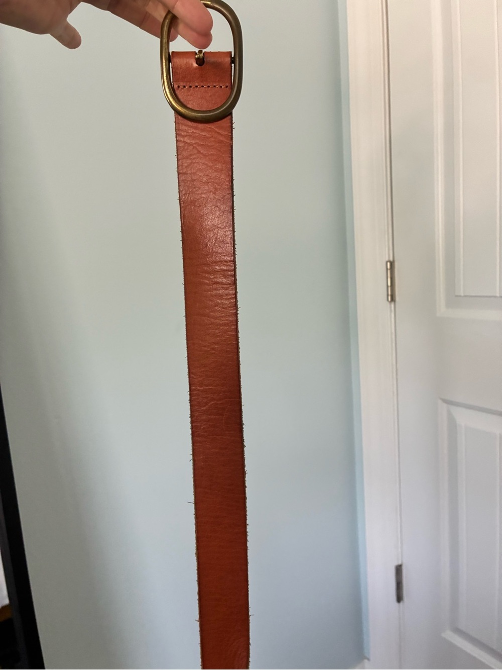 GAP Brown Leather Belt with Antique Gold Buckle - Picture 2 of 5
